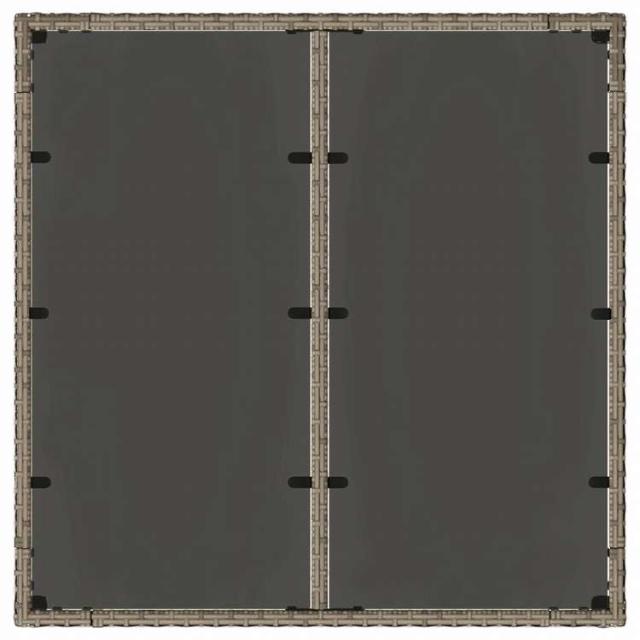 vidaXL ガーデンテーブル ガラストップ付き 90x90x75 cm ポリラタン製 グレー家具 アウトドア家具 アウトドアテーブル(代引不可)【送料無料】_6