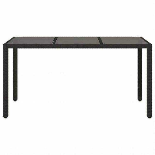 vidaXL ガーデンテーブル ガラストップ付き 150x90x75 cm ポリラタン製 ブラック家具 アウトドア家具 アウトドアテーブル(代引不可)【送料無料】_3