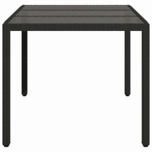 vidaXL ガーデンテーブル ガラストップ付き 150x90x75 cm ポリラタン製 ブラック家具 アウトドア家具 アウトドアテーブル(代引不可)【送料無料】_4