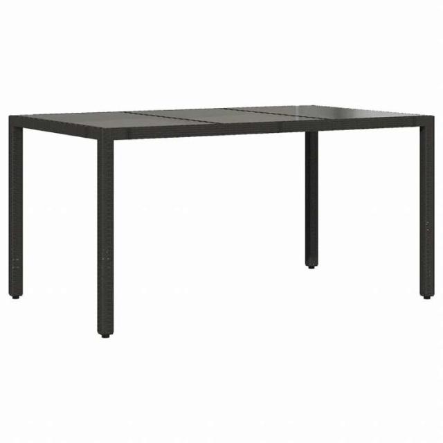vidaXL ガーデンテーブル ガラストップ付き 150x90x75 cm ポリラタン製 ブラック家具 アウトドア家具 アウトドアテーブル(代引不可)【送料無料】_5