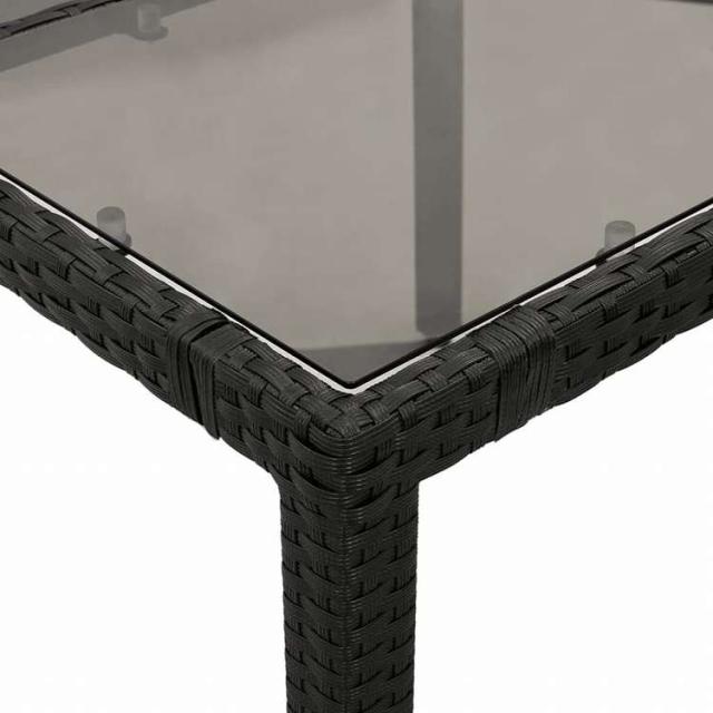 vidaXL ガーデンテーブル ガラストップ付き 150x90x75 cm ポリラタン製 ブラック家具 アウトドア家具 アウトドアテーブル(代引不可)【送料無料】_7