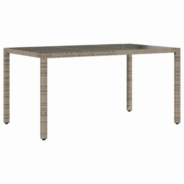 vidaXL ガーデンテーブル ガラス天板付き 150x90x75 cm ポリラタン製 グレー家具 アウトドア家具 アウトドアテーブル(代引不可)【送料無料】_1