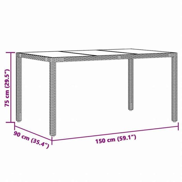 vidaXL ガーデンテーブル ガラス天板付き 150x90x75 cm ポリラタン製 グレー家具 アウトドア家具 アウトドアテーブル(代引不可)【送料無料】_10