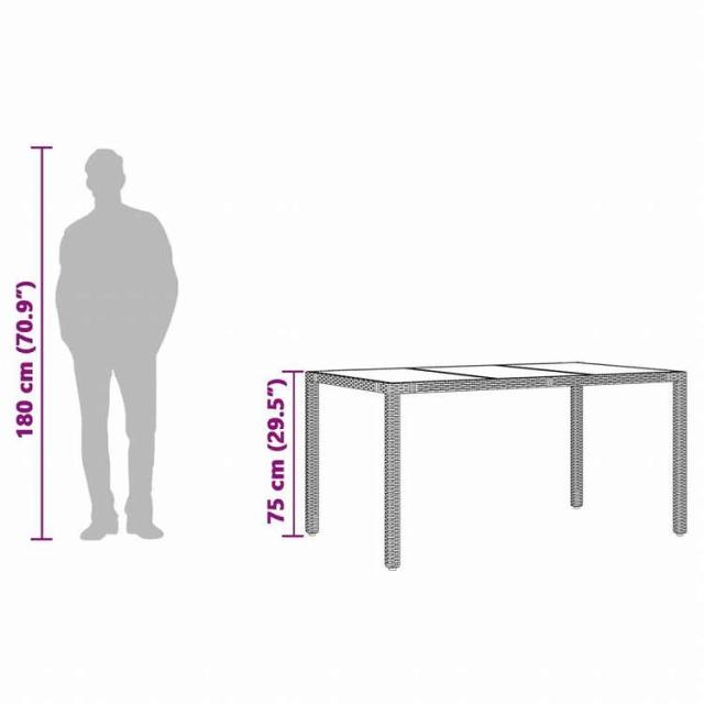 vidaXL ガーデンテーブル ガラス天板付き 150x90x75 cm ポリラタン製 グレー家具 アウトドア家具 アウトドアテーブル(代引不可)【送料無料】_9