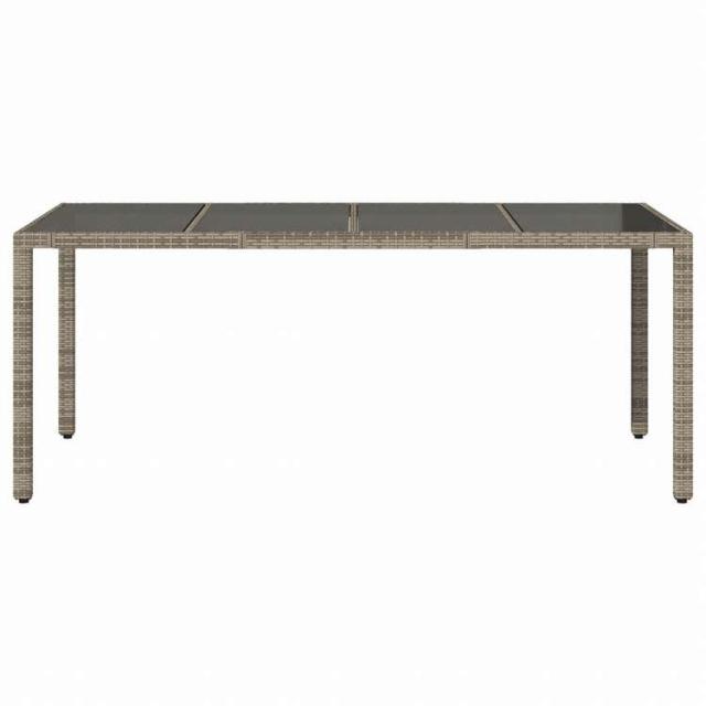 vidaXL ガーデンテーブル ガラストップ付き 190 x 90 x 75 cm ポリラタン製 グレー家具 アウトドア家具 アウトドアテーブル(代引不可)【送料無料】_3
