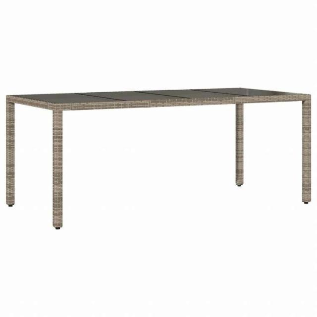 vidaXL ガーデンテーブル ガラストップ付き 190 x 90 x 75 cm ポリラタン製 グレー家具 アウトドア家具 アウトドアテーブル(代引不可)【送料無料】_5