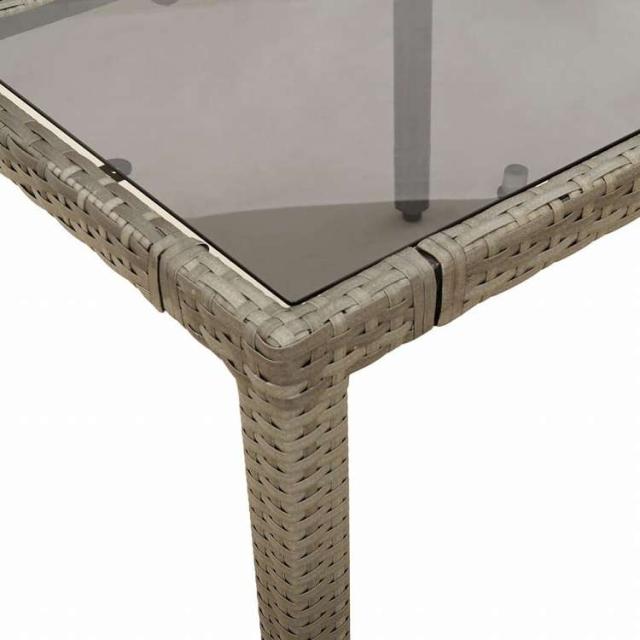 vidaXL ガーデンテーブル ガラストップ付き 190 x 90 x 75 cm ポリラタン製 グレー家具 アウトドア家具 アウトドアテーブル(代引不可)【送料無料】_7