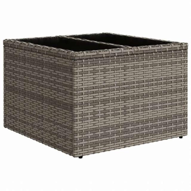 vidaXL ガーデンテーブル ガラス天板付 グレー 55x55x37 cm ポリラタン製家具 アウトドア家具 アウトドアテーブル(代引不可)【送料無料】_1