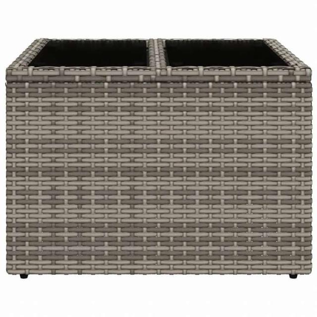 vidaXL ガーデンテーブル ガラス天板付 グレー 55x55x37 cm ポリラタン製家具 アウトドア家具 アウトドアテーブル(代引不可)【送料無料】_3