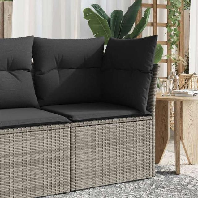 vidaXL ガーデンソファ コーナー クッション付き グレー ポリラタン製家具 アウトドア家具 屋外椅子 屋外ソファ(代引不可)【送料無料】_1