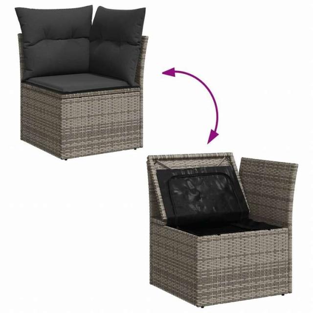 vidaXL ガーデンソファ コーナー クッション付き グレー ポリラタン製家具 アウトドア家具 屋外椅子 屋外ソファ(代引不可)【送料無料】_8