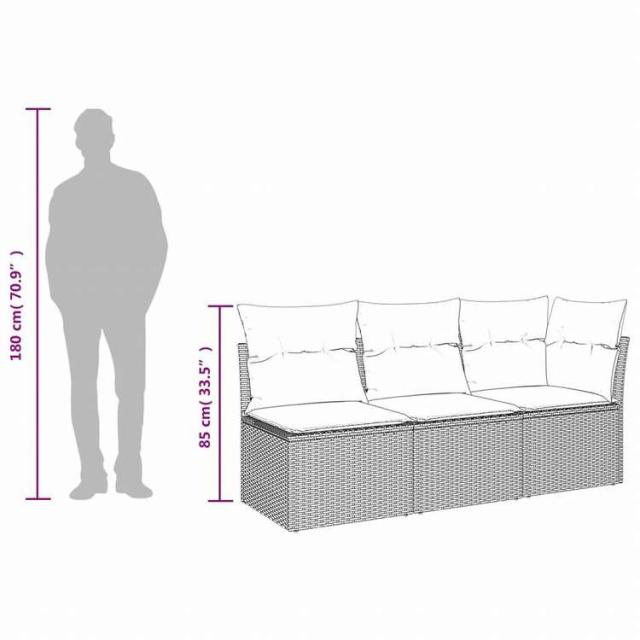 vidaXL ガーデンソファ クッション付 3人掛け グレー ポリラタン家具 アウトドア家具 屋外椅子 屋外ソファ(代引不可)【送料無料】_10