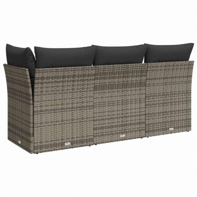 vidaXL ガーデンソファ クッション付 3人掛け グレー ポリラタン家具 アウトドア家具 屋外椅子 屋外ソファ(代引不可)【送料無料】_5