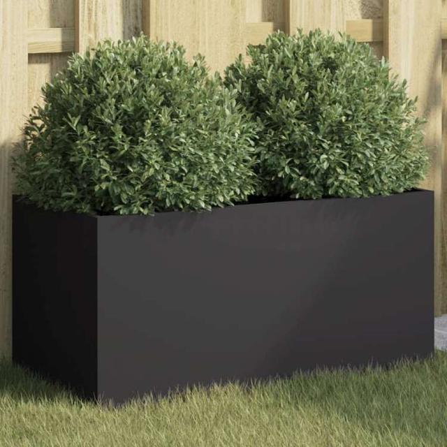 vidaXL プランター ブラック 62x30x29cm スチールホーム&ガーデン 芝&ガーデン ガーデニング 鉢植え・プランター(代引不可)【送料無料】