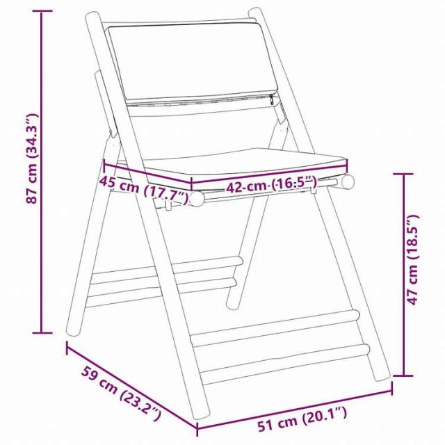 vidaXL 折りたたみ式ビストロ3点セット クッション付き 竹製家具 アウトドア家具 屋外家具セット(代引不可)【送料無料】_10