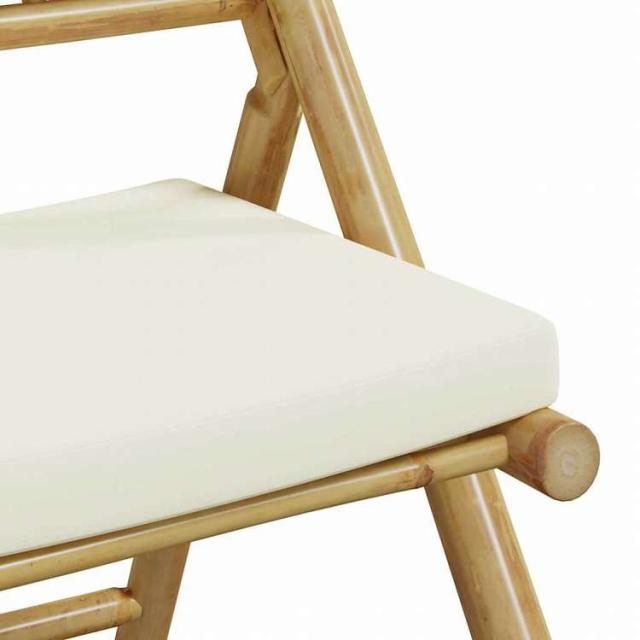 vidaXL 折りたたみ式ビストロ3点セット クッション付き 竹製家具 アウトドア家具 屋外家具セット(代引不可)【送料無料】_9
