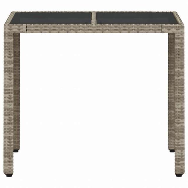 vidaXL ガーデンテーブル ガラス天板付き 90x90x75 cm ポリラタン製 グレー家具 アウトドア家具 アウトドアテーブル(代引不可)【送料無料】_4