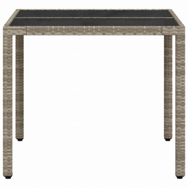 vidaXL ガーデンテーブル ガラス天板付き 90x90x75 cm ポリラタン製 グレー家具 アウトドア家具 アウトドアテーブル(代引不可)【送料無料】_5