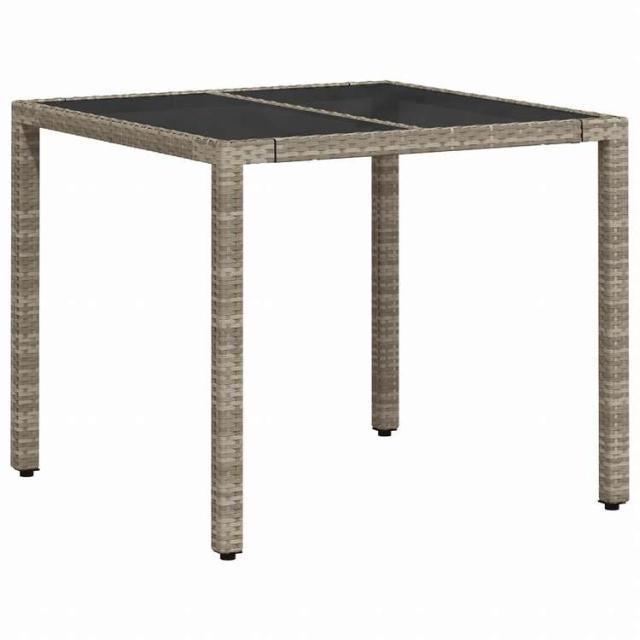 vidaXL ガーデンテーブル ガラス天板付き 90x90x75 cm ポリラタン製 グレー家具 アウトドア家具 アウトドアテーブル(代引不可)【送料無料】_6