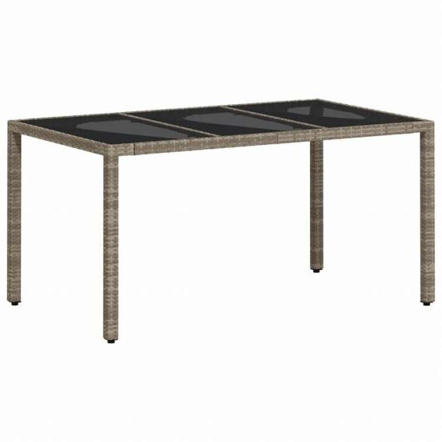 vidaXL ガーデンテーブル ガラス天板付き 150x90x75 cm ポリラタン製 ライトグレー家具 アウトドア家具 アウトドアテーブル(代引不可)【送料無料】_1