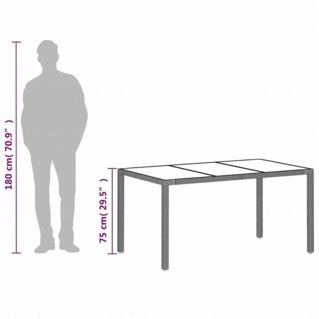 vidaXL ガーデンテーブル ガラス天板付き 150x90x75 cm ポリラタン製 ライトグレー家具 アウトドア家具 アウトドアテーブル(代引不可)【送料無料】_11