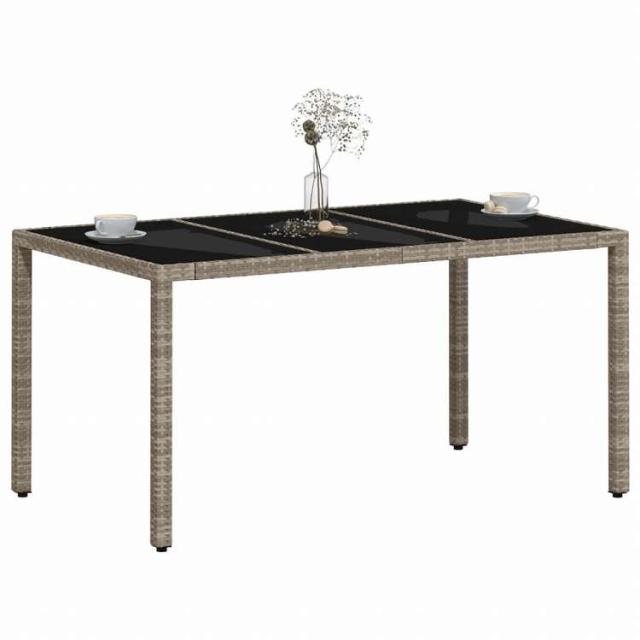 vidaXL ガーデンテーブル ガラス天板付き 150x90x75 cm ポリラタン製 ライトグレー家具 アウトドア家具 アウトドアテーブル(代引不可)【送料無料】_3