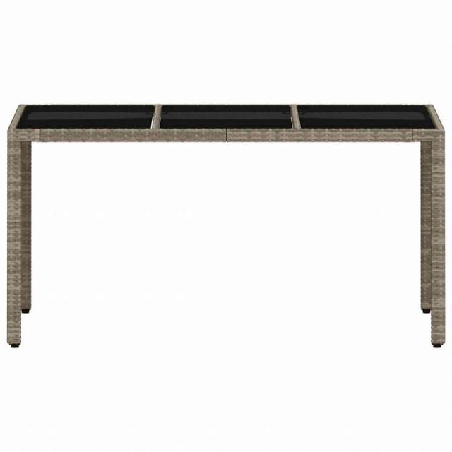 vidaXL ガーデンテーブル ガラス天板付き 150x90x75 cm ポリラタン製 ライトグレー家具 アウトドア家具 アウトドアテーブル(代引不可)【送料無料】_4