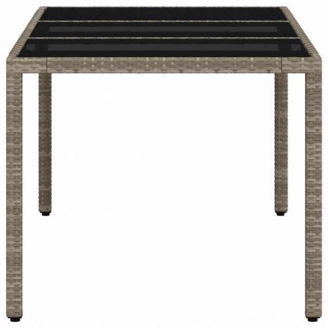 vidaXL ガーデンテーブル ガラス天板付き 150x90x75 cm ポリラタン製 ライトグレー家具 アウトドア家具 アウトドアテーブル(代引不可)【送料無料】_5