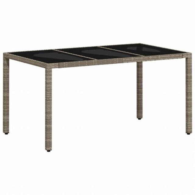 vidaXL ガーデンテーブル ガラス天板付き 150x90x75 cm ポリラタン製 ライトグレー家具 アウトドア家具 アウトドアテーブル(代引不可)【送料無料】_6