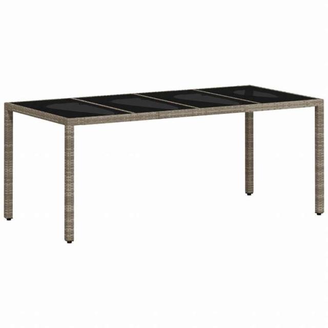 vidaXL ガーデンテーブル ガラス天板付き 190x90x75 cm ポリラタン製 ライトグレー家具 アウトドア家具 アウトドアテーブル(代引不可)【送料無料】_1