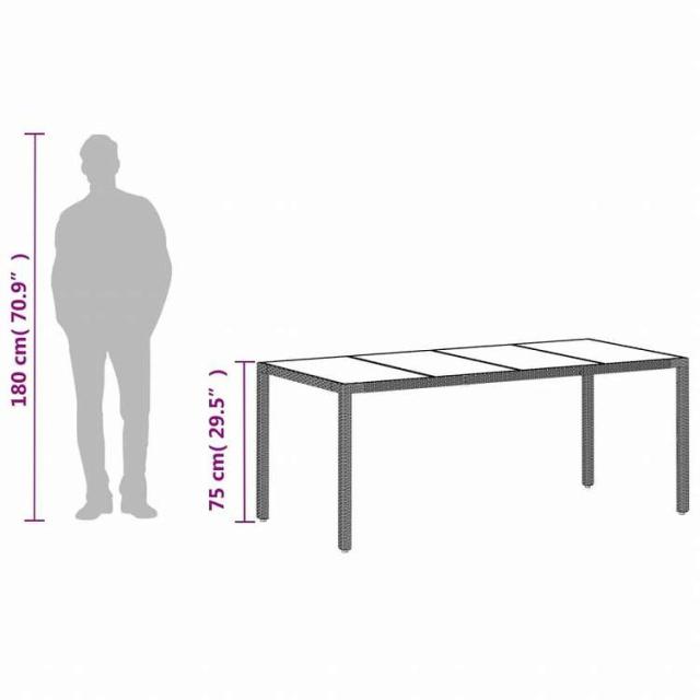 vidaXL ガーデンテーブル ガラス天板付き 190x90x75 cm ポリラタン製 ライトグレー家具 アウトドア家具 アウトドアテーブル(代引不可)【送料無料】_11