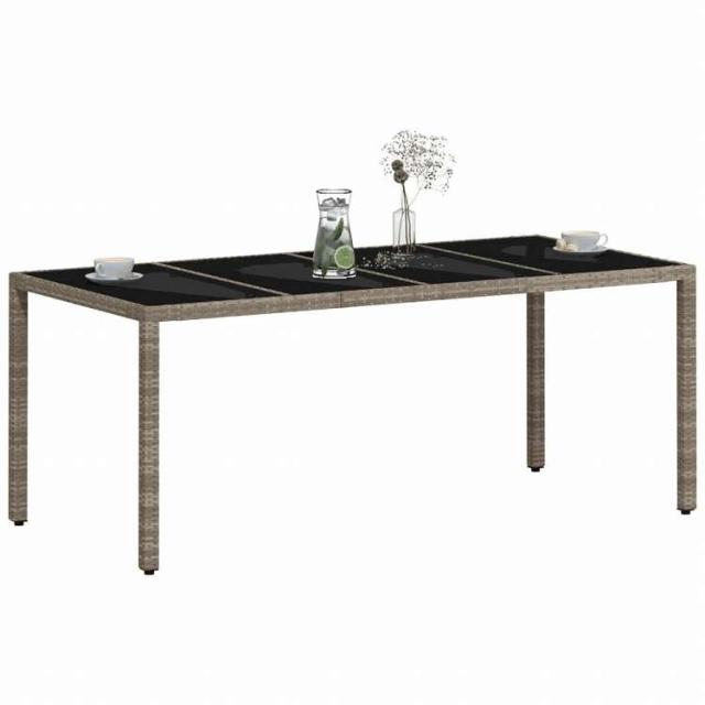 vidaXL ガーデンテーブル ガラス天板付き 190x90x75 cm ポリラタン製 ライトグレー家具 アウトドア家具 アウトドアテーブル(代引不可)【送料無料】_3