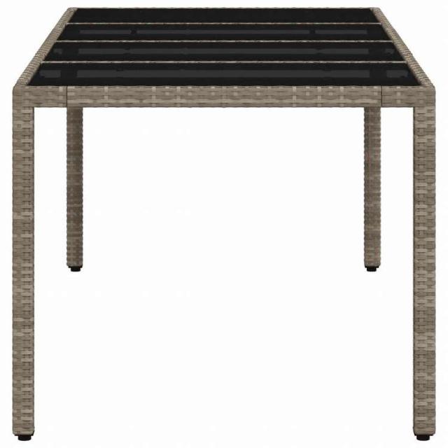 vidaXL ガーデンテーブル ガラス天板付き 190x90x75 cm ポリラタン製 ライトグレー家具 アウトドア家具 アウトドアテーブル(代引不可)【送料無料】_5