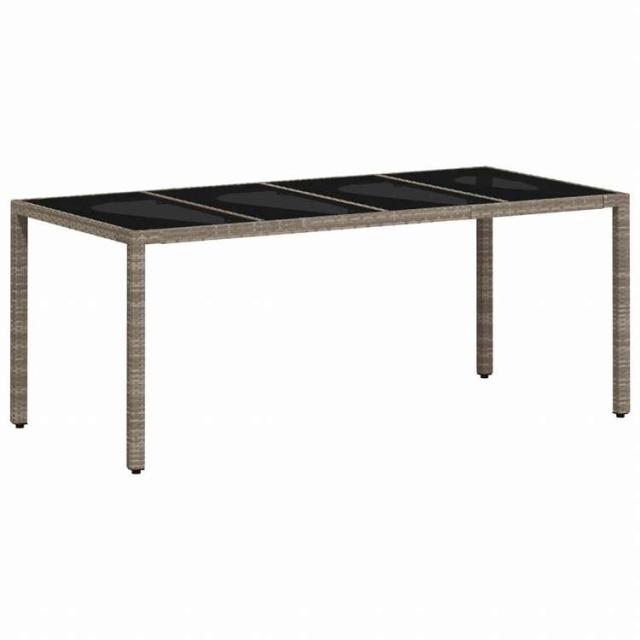 vidaXL ガーデンテーブル ガラス天板付き 190x90x75 cm ポリラタン製 ライトグレー家具 アウトドア家具 アウトドアテーブル(代引不可)【送料無料】_6