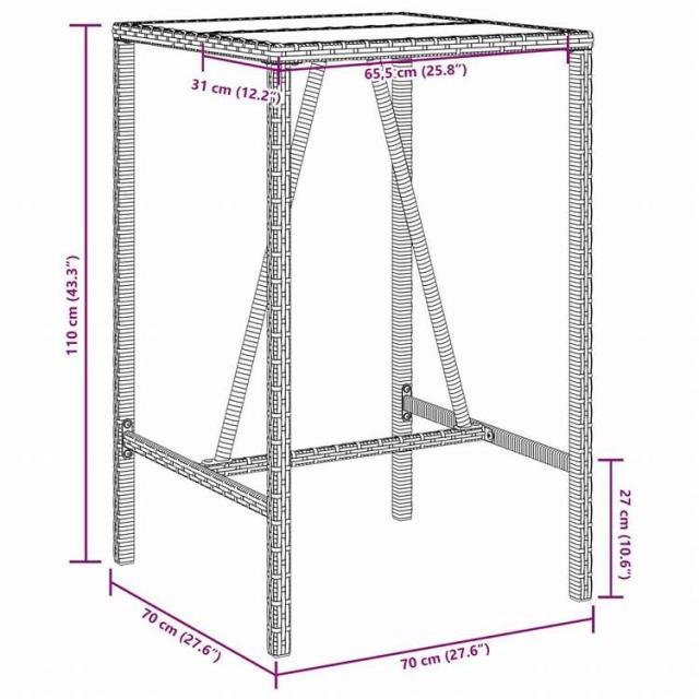 vidaXL 屋外用バーテーブル グレー 70x70x110 cm ポリラタン製家具 アウトドア家具 アウトドアテーブル(代引不可)【送料無料】_10
