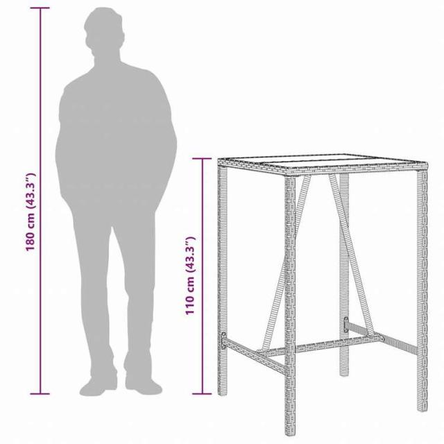 vidaXL 屋外用バーテーブル グレー 70x70x110 cm ポリラタン製家具 アウトドア家具 アウトドアテーブル(代引不可)【送料無料】_9