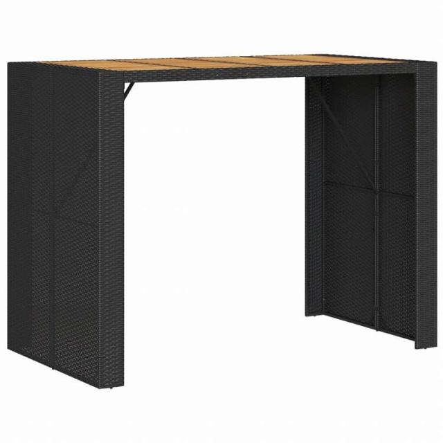 vidaXL ガーデンバーテーブル アカシア製天板 145x80x110 cm ポリラタン製 ブラック家具 アウトドア家具 アウトドアテーブル(代引不可)【送料無料】_1