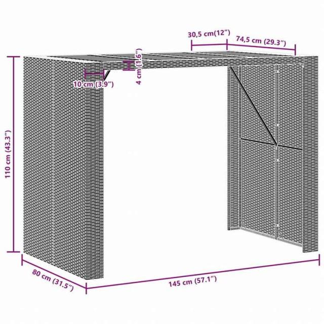 vidaXL ガーデンバーテーブル アカシア製天板 145x80x110 cm ポリラタン製 ブラック家具 アウトドア家具 アウトドアテーブル(代引不可)【送料無料】_10