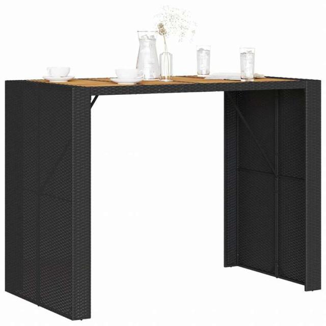 vidaXL ガーデンバーテーブル アカシア製天板 145x80x110 cm ポリラタン製 ブラック家具 アウトドア家具 アウトドアテーブル(代引不可)【送料無料】_3