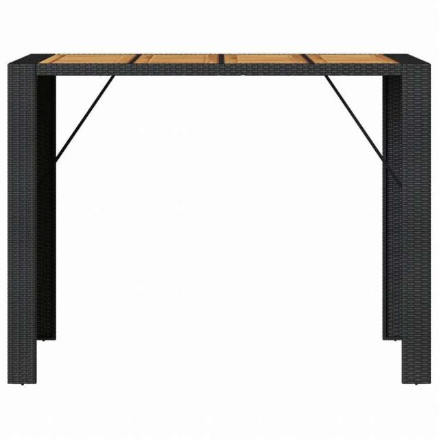 vidaXL ガーデンバーテーブル アカシア製天板 145x80x110 cm ポリラタン製 ブラック家具 アウトドア家具 アウトドアテーブル(代引不可)【送料無料】_4