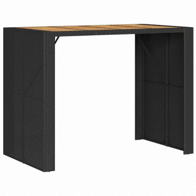 vidaXL ガーデンバーテーブル アカシア製天板 145x80x110 cm ポリラタン製 ブラック家具 アウトドア家具 アウトドアテーブル(代引不可)【送料無料】_6