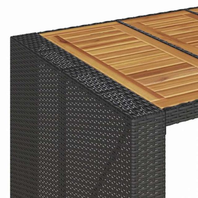 vidaXL ガーデンバーテーブル アカシア製天板 145x80x110 cm ポリラタン製 ブラック家具 アウトドア家具 アウトドアテーブル(代引不可)【送料無料】_8