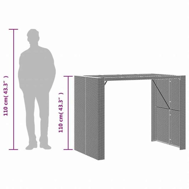 vidaXL ガーデンバーテーブル アカシア製天板 145x80x110 cm ポリラタン製 ブラック家具 アウトドア家具 アウトドアテーブル(代引不可)【送料無料】_9