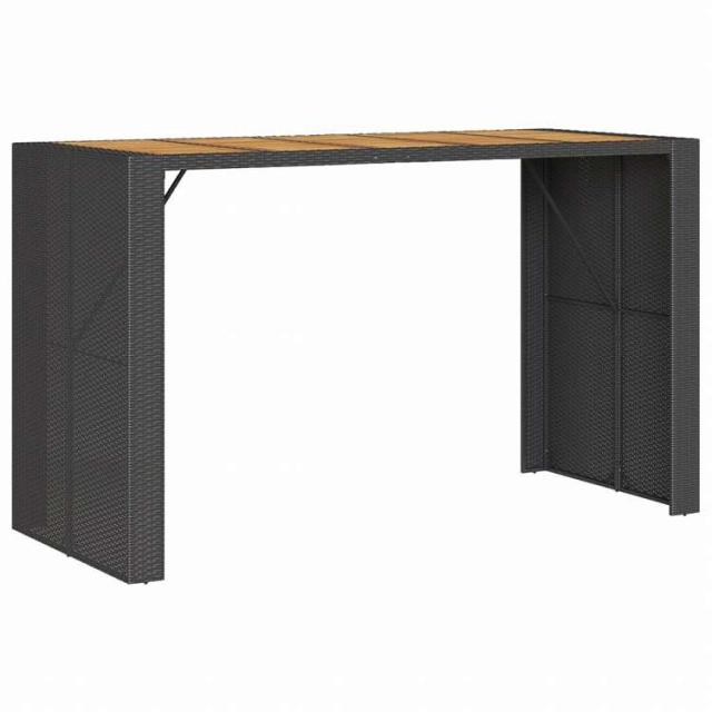 vidaXL ガーデンバーテーブル アカシア製天板 185x80x110 cm ポリラタン製 ブラック家具 アウトドア家具 アウトドアテーブル(代引不可)【送料無料】_1