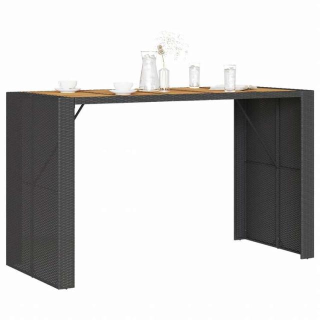 vidaXL ガーデンバーテーブル アカシア製天板 185x80x110 cm ポリラタン製 ブラック家具 アウトドア家具 アウトドアテーブル(代引不可)【送料無料】_3