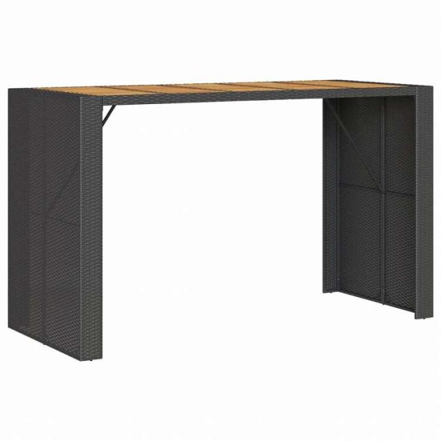 vidaXL ガーデンバーテーブル アカシア製天板 185x80x110 cm ポリラタン製 ブラック家具 アウトドア家具 アウトドアテーブル(代引不可)【送料無料】_6