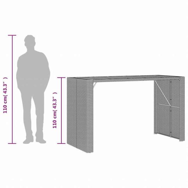 vidaXL ガーデンバーテーブル アカシア製天板 185x80x110 cm ポリラタン製 ブラック家具 アウトドア家具 アウトドアテーブル(代引不可)【送料無料】_9