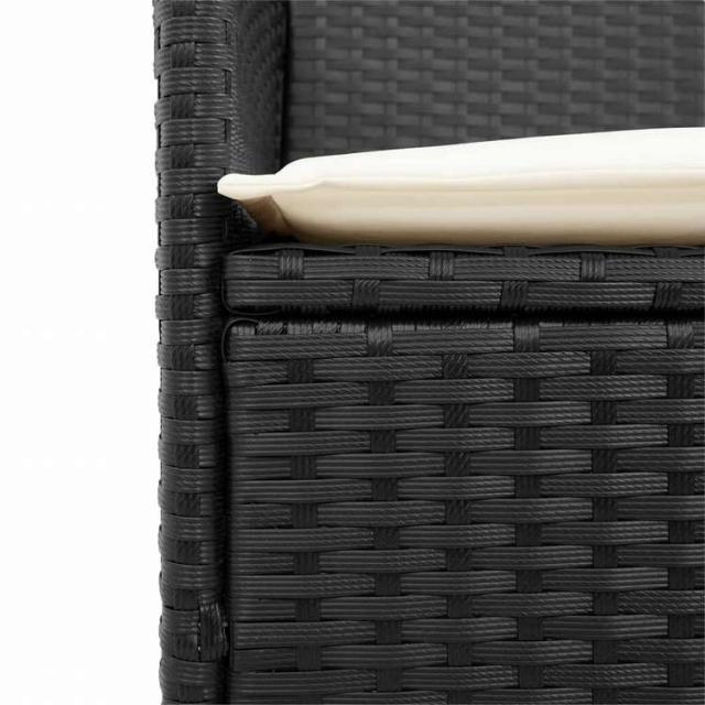 vidaXL ガーデンチェア クッション付き 2点 ブラック ポリラタン&無垢材家具 アウトドア家具 屋外椅子 アウトドアベンチチェア(代引不可)【送料無料】_7