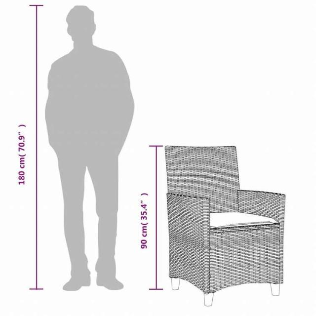 vidaXL ガーデンチェア クッション付き 2点 ブラック ポリラタン&無垢材家具 アウトドア家具 屋外椅子 アウトドアベンチチェア(代引不可)【送料無料】_9