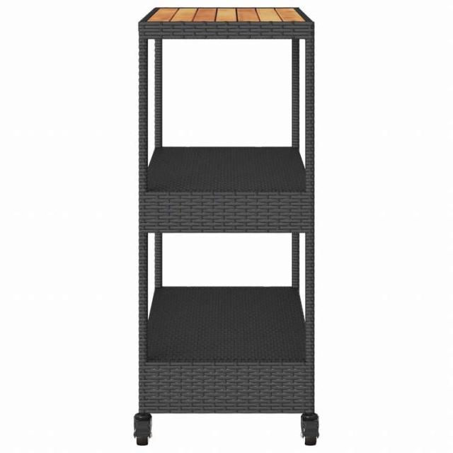 vidaXL バーカート 3段 ブラック ポリラタン&アカシア無垢材家具 トローリー キッチン・ダイニング トローリー(代引不可)【送料無料】_5